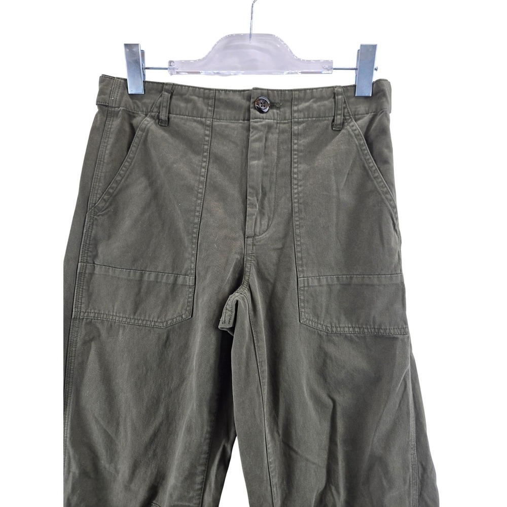 Pistola Olive Green Cotton Barrel Leg Utility Pants Size 26 Cropped Gorpcore - Picture 2 of 11